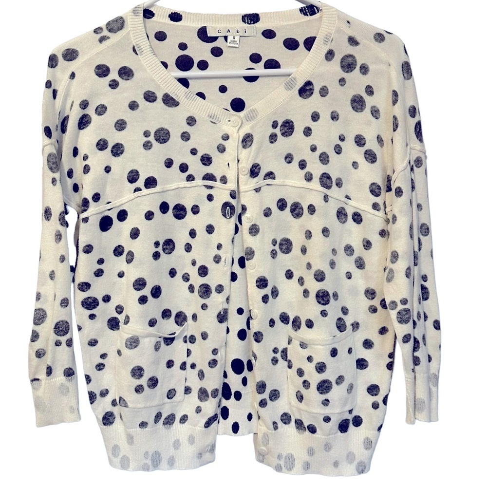 Cabi Dotty Inside‎ Out Spot Cardigan Sweater #875 Small